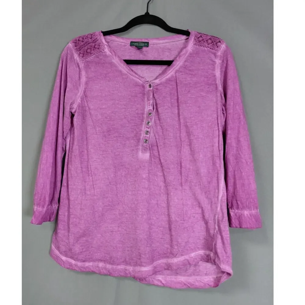 Lauren Ralph Lauren Purple Henley Lightweight Top Women Size M